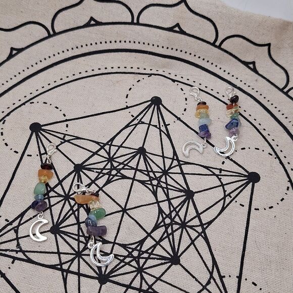 Chakra crystal moon zipper pull diy accessory lobster clasp charm - Picture 5 of 6